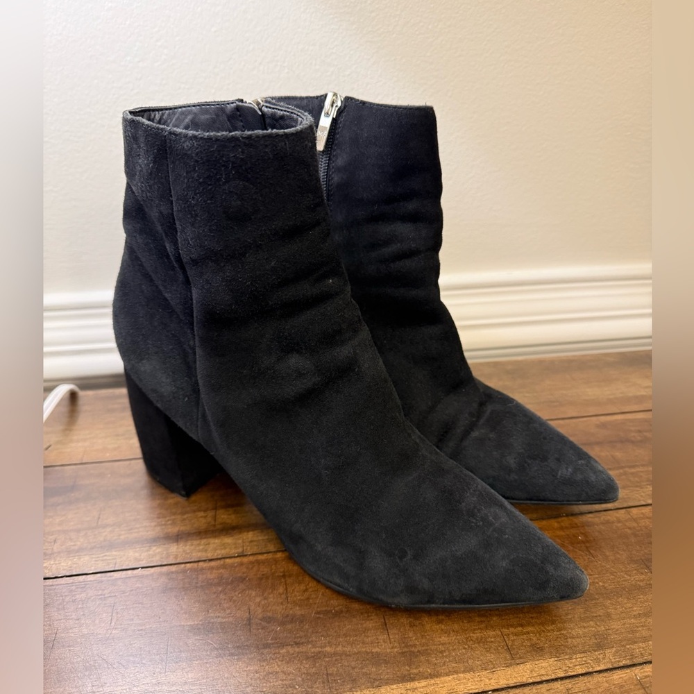 Marc Fisher Black Suede Heeled Boots size 10